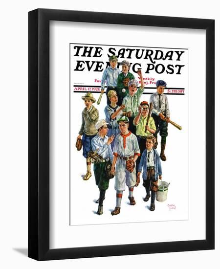 "Boy's Baseball Team," Saturday Evening Post Cover, April 17, 1926-Eugene Iverd-Framed Giclee Print