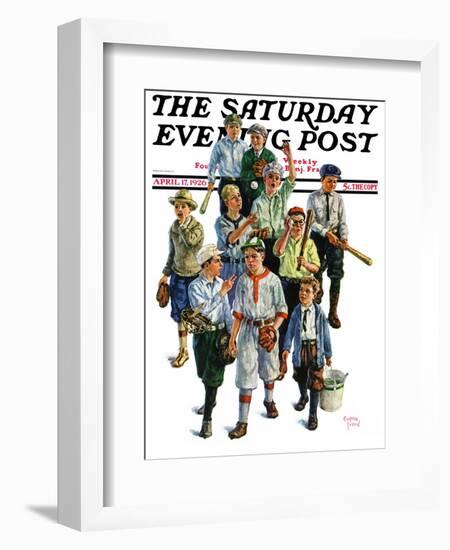 "Boy's Baseball Team," Saturday Evening Post Cover, April 17, 1926-Eugene Iverd-Framed Giclee Print