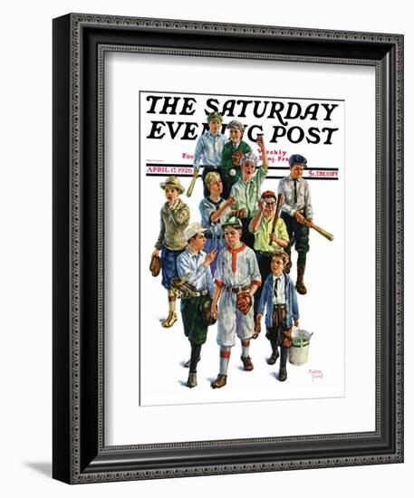 "Boy's Baseball Team," Saturday Evening Post Cover, April 17, 1926-Eugene Iverd-Framed Giclee Print