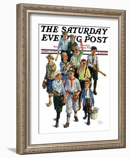 "Boy's Baseball Team," Saturday Evening Post Cover, April 17, 1926-Eugene Iverd-Framed Giclee Print