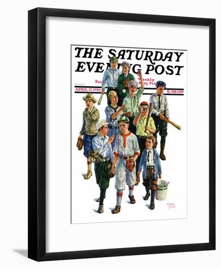 "Boy's Baseball Team," Saturday Evening Post Cover, April 17, 1926-Eugene Iverd-Framed Giclee Print