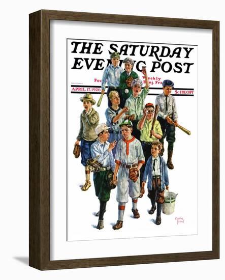 "Boy's Baseball Team," Saturday Evening Post Cover, April 17, 1926-Eugene Iverd-Framed Giclee Print