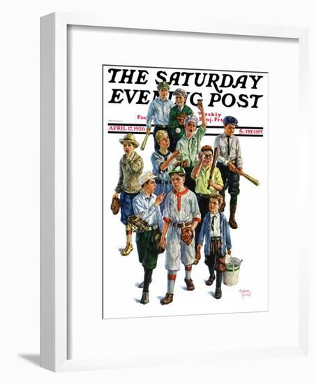 "Boy's Baseball Team," Saturday Evening Post Cover, April 17, 1926-Eugene Iverd-Framed Giclee Print