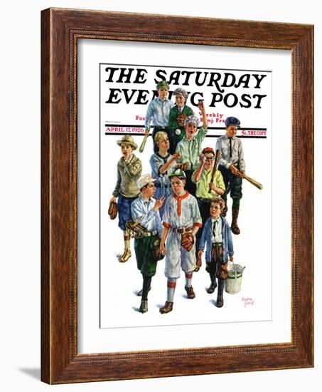 "Boy's Baseball Team," Saturday Evening Post Cover, April 17, 1926-Eugene Iverd-Framed Giclee Print