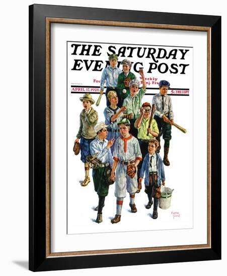 "Boy's Baseball Team," Saturday Evening Post Cover, April 17, 1926-Eugene Iverd-Framed Giclee Print