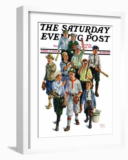 "Boy's Baseball Team," Saturday Evening Post Cover, April 17, 1926-Eugene Iverd-Framed Giclee Print