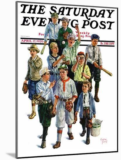"Boy's Baseball Team," Saturday Evening Post Cover, April 17, 1926-Eugene Iverd-Mounted Giclee Print