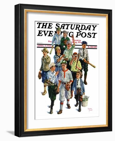 "Boy's Baseball Team," Saturday Evening Post Cover, April 17, 1926-Eugene Iverd-Framed Giclee Print