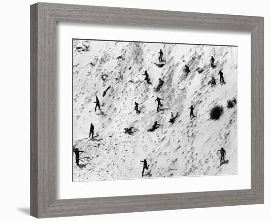 Boy Scouts Racing Down a Dune at the Indiana Dunes-Michael Rougier-Framed Photographic Print