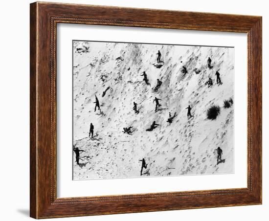 Boy Scouts Racing Down a Dune at the Indiana Dunes-Michael Rougier-Framed Photographic Print