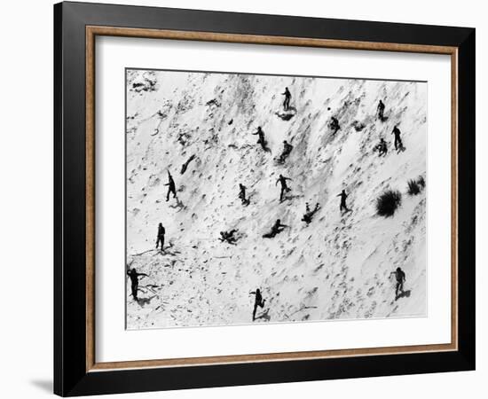 Boy Scouts Racing Down a Dune at the Indiana Dunes-Michael Rougier-Framed Photographic Print