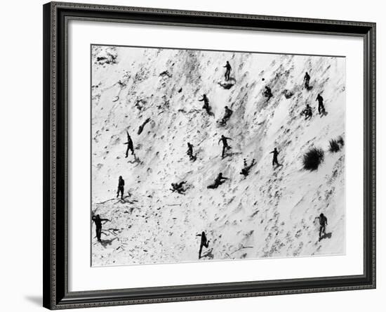 Boy Scouts Racing Down a Dune at the Indiana Dunes-Michael Rougier-Framed Photographic Print