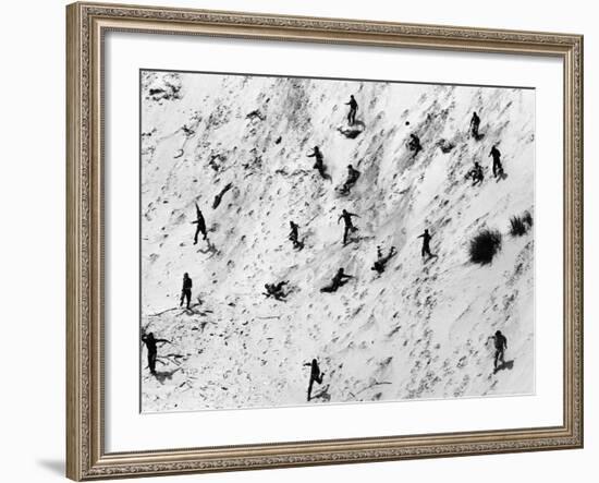 Boy Scouts Racing Down a Dune at the Indiana Dunes-Michael Rougier-Framed Photographic Print