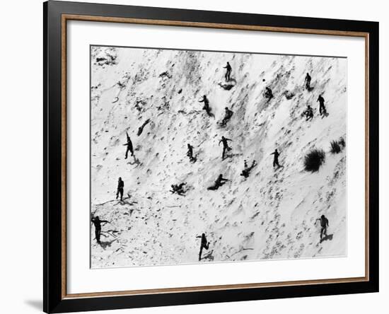 Boy Scouts Racing Down a Dune at the Indiana Dunes-Michael Rougier-Framed Photographic Print