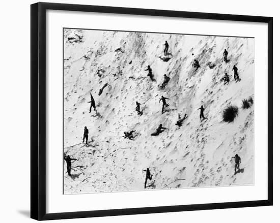 Boy Scouts Racing Down a Dune at the Indiana Dunes-Michael Rougier-Framed Photographic Print