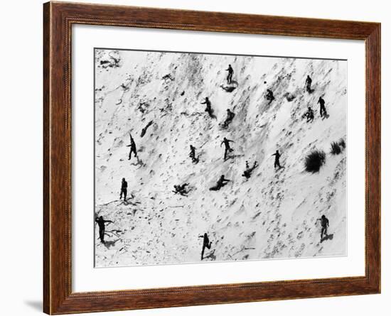 Boy Scouts Racing Down a Dune at the Indiana Dunes-Michael Rougier-Framed Photographic Print