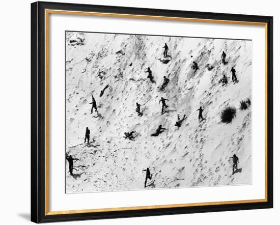 Boy Scouts Racing Down a Dune at the Indiana Dunes-Michael Rougier-Framed Photographic Print