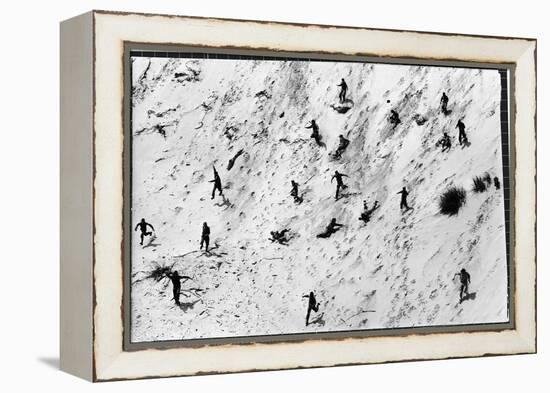 Boy Scouts Racing Down a Dune at the Indiana Dunes-Michael Rougier-Framed Premier Image Canvas