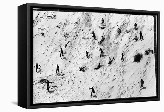 Boy Scouts Racing Down a Dune at the Indiana Dunes-Michael Rougier-Framed Premier Image Canvas