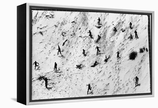 Boy Scouts Racing Down a Dune at the Indiana Dunes-Michael Rougier-Framed Premier Image Canvas