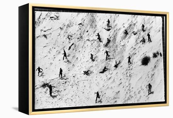 Boy Scouts Racing Down a Dune at the Indiana Dunes-Michael Rougier-Framed Premier Image Canvas