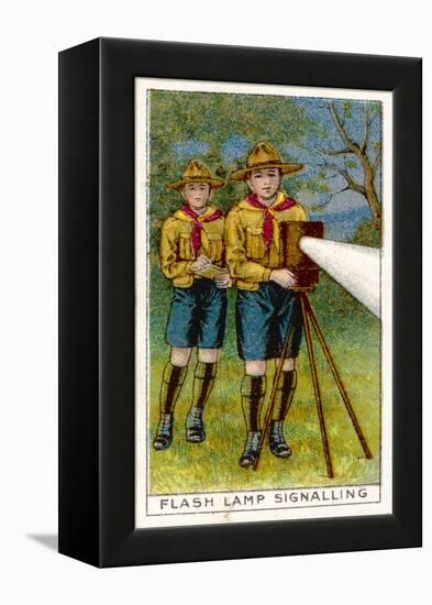 Boy Scouts Signalling with a Lamp-null-Framed Stretched Canvas