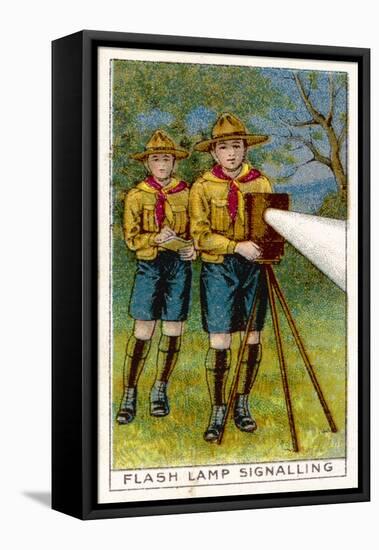 Boy Scouts Signalling with a Lamp-null-Framed Stretched Canvas