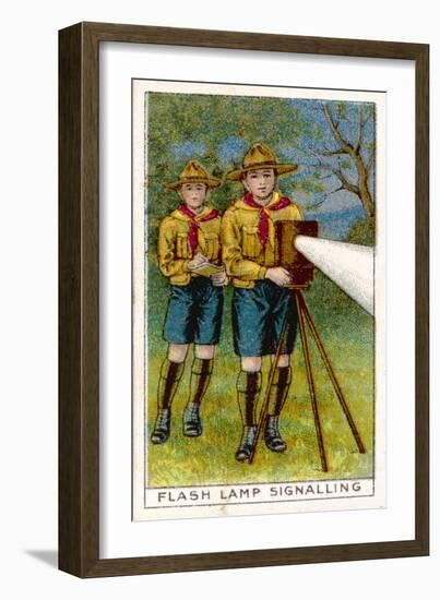 Boy Scouts Signalling with a Lamp-null-Framed Premium Giclee Print