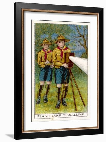 Boy Scouts Signalling with a Lamp-null-Framed Premium Giclee Print