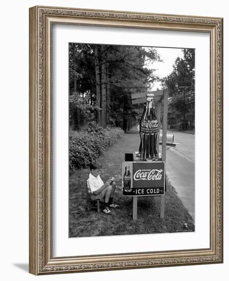 Boy Selling Coca-Cola from Roadside Stand-Alfred Eisenstaedt-Framed Photographic Print