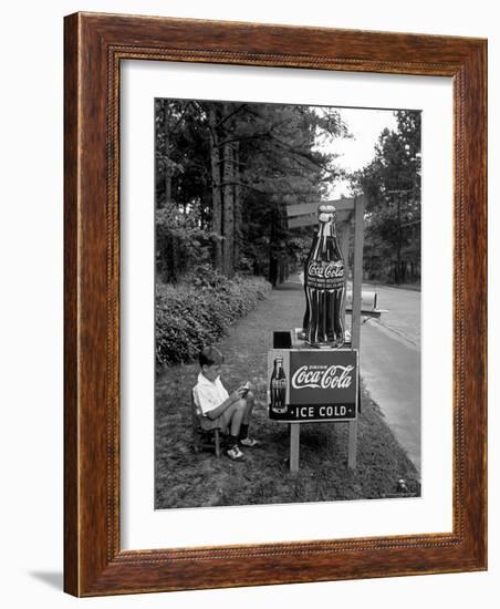 Boy Selling Coca-Cola from Roadside Stand-Alfred Eisenstaedt-Framed Photographic Print
