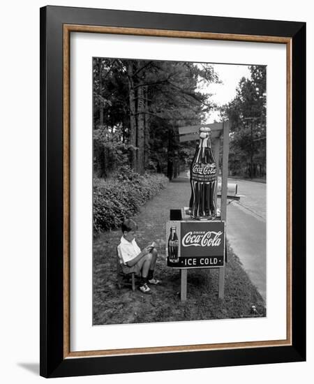 Boy Selling Coca-Cola from Roadside Stand-Alfred Eisenstaedt-Framed Photographic Print