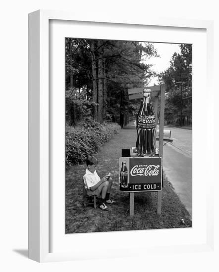 Boy Selling Coca-Cola from Roadside Stand-Alfred Eisenstaedt-Framed Photographic Print