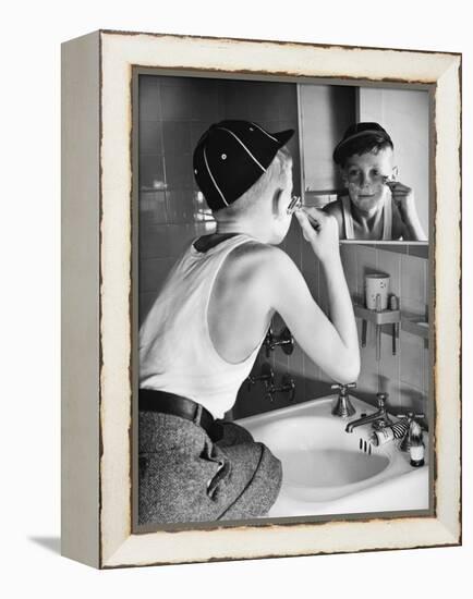 Boy Shaving at Mirror-Philip Gendreau-Framed Premier Image Canvas