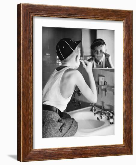 Boy Shaving at Mirror-Philip Gendreau-Framed Photographic Print