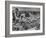 Boy Sitting on Rock Ledge Above Refugee Camp-Margaret Bourke-White-Framed Photographic Print