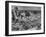 Boy Sitting on Rock Ledge Above Refugee Camp-Margaret Bourke-White-Framed Photographic Print