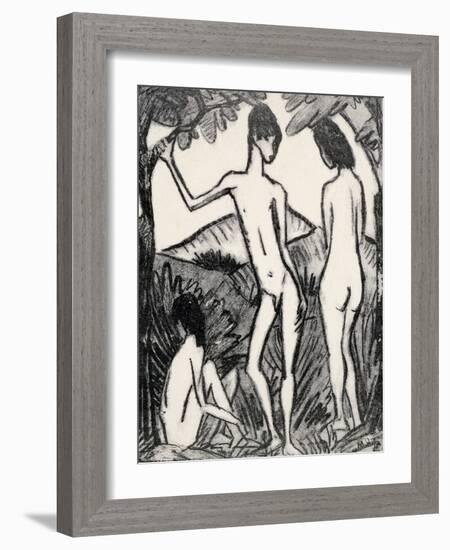 Boy Standing Between Two Girls, 1917-Otto Mueller-Framed Giclee Print