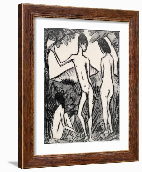 Boy Standing Between Two Girls, 1917-Otto Mueller-Framed Giclee Print
