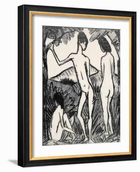 Boy Standing Between Two Girls, 1917-Otto Mueller-Framed Giclee Print