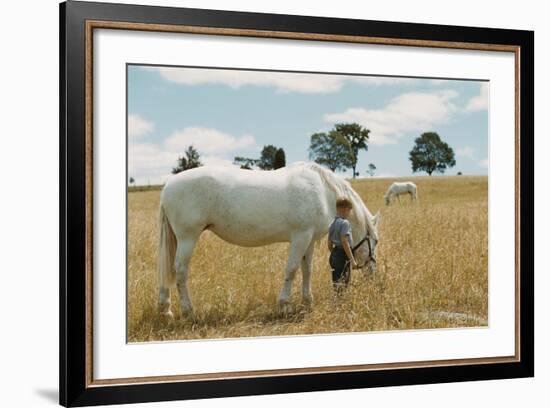 Boy Standing with Horse in a Field-William P. Gottlieb-Framed Photographic Print