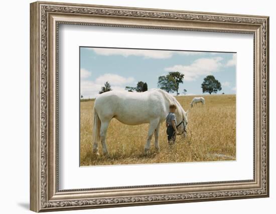 Boy Standing with Horse in a Field-William P. Gottlieb-Framed Photographic Print