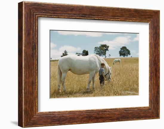 Boy Standing with Horse in a Field-William P. Gottlieb-Framed Photographic Print