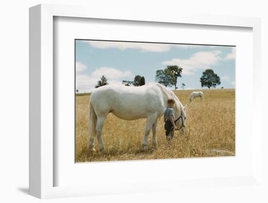 Boy Standing with Horse in a Field-William P. Gottlieb-Framed Photographic Print