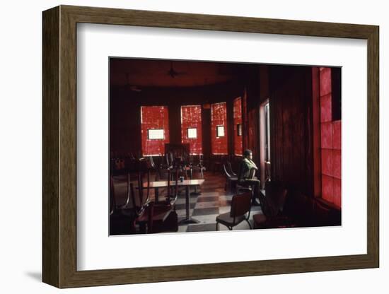 Boy Stands Guard at Chicago Street Gang Devils Desciple's Club House Called Trianon Ballroom, 1968-Declan Haun-Framed Photographic Print