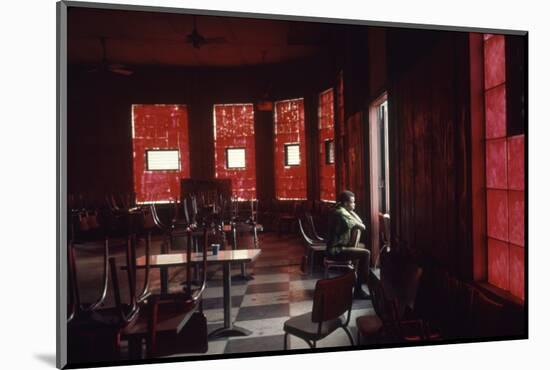 Boy Stands Guard at Chicago Street Gang Devils Desciple's Club House Called Trianon Ballroom, 1968-Declan Haun-Mounted Photographic Print