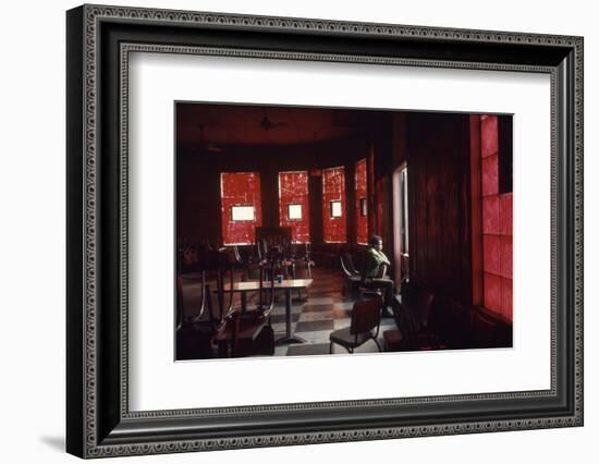 Boy Stands Guard at Chicago Street Gang Devils Desciple's Club House Called Trianon Ballroom, 1968-Declan Haun-Framed Photographic Print