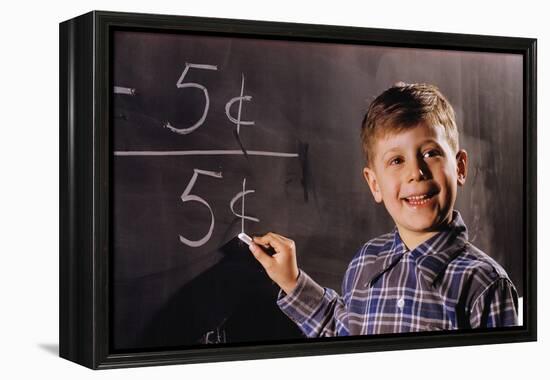 Boy Subtracting on a Blackboard-William P. Gottlieb-Framed Premier Image Canvas