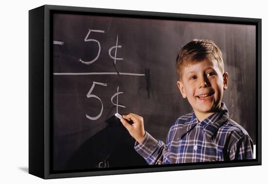 Boy Subtracting on a Blackboard-William P. Gottlieb-Framed Premier Image Canvas