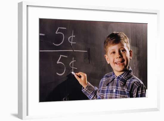 Boy Subtracting on a Blackboard-William P. Gottlieb-Framed Photographic Print